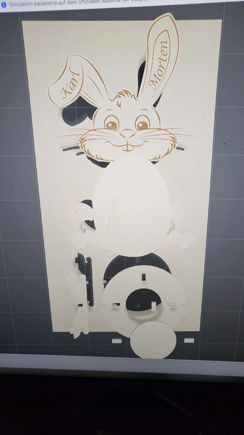 Dach,Wand und Holzkonstruktion - Handgefertigte Holzkunst - Ein weißer, an der Wand befestigter Organizer in Form eines Comic-Hasen.